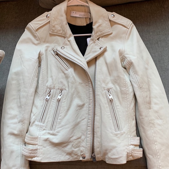 IRO NTW Blue White Leather Jacket Sz 38 - Picture 1 of 3